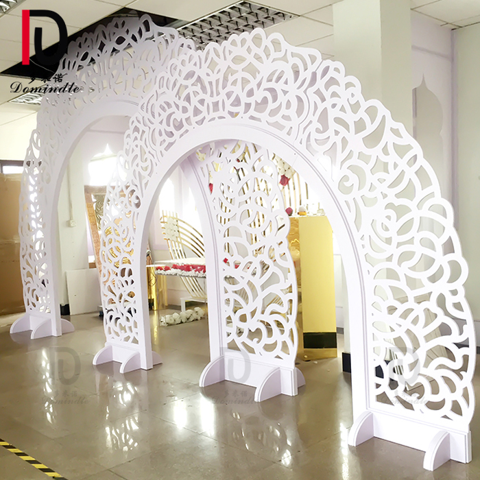 modern chic wedding decor White acrylic wood arch backdrop for events