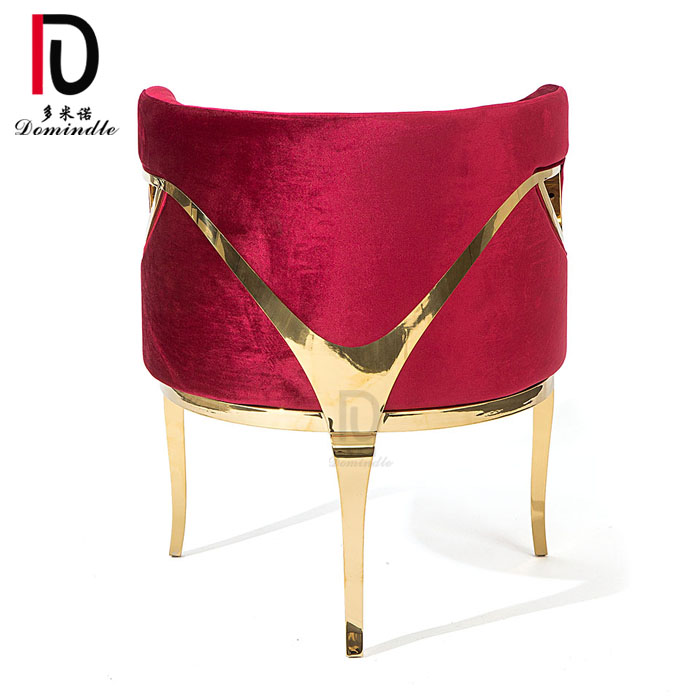 Good quality Sofa From China – wedding furniture red velvet seat and back gold stainless steel legs vogue armchair – Dominate