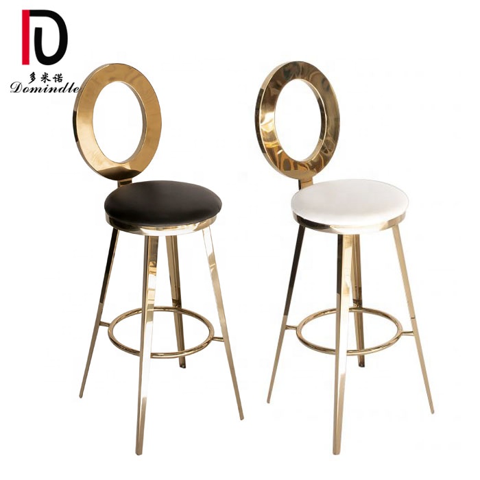 China Silver Stainless Steel Banquet Chair –  Wholesale stainless steel hotel furniture rose gold round back chair bar modern – Dominate