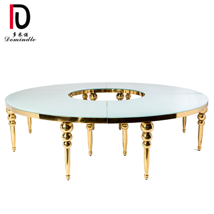 commercial luxury coffee dining room round wedding rose gold  stainless steel half moon table