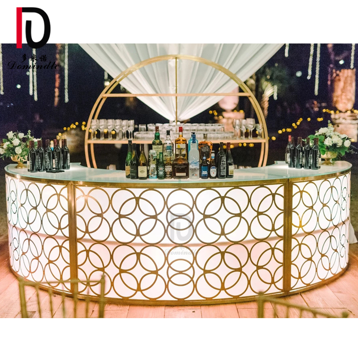 Dominate modern wedding furniture wedding round stainless steel gold cocktail bar table