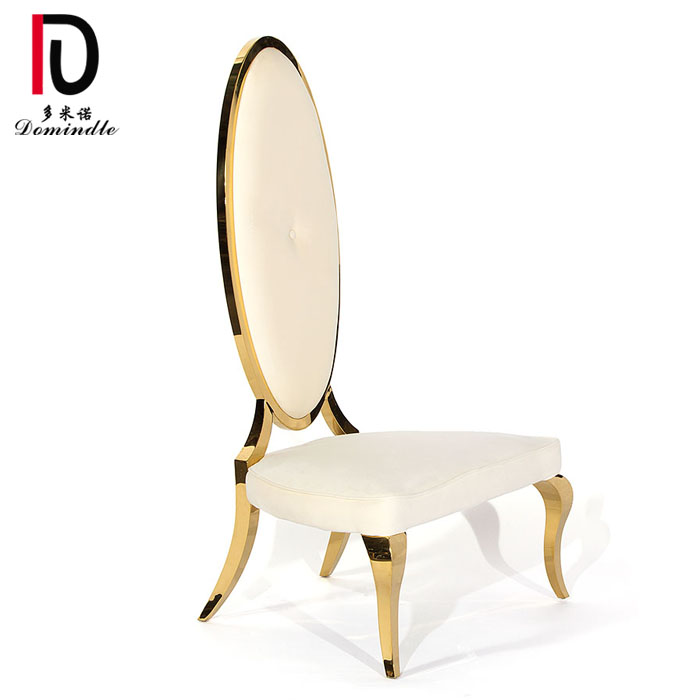 Wholesale Gold Metal Circle Wedding Chair –  New design stainless steel frame gold wedding dining chair with white PU – Dominate