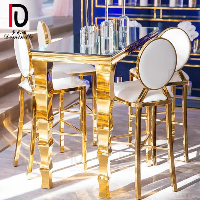 Wholesale Gold Modern Dining Table – 
 cocktail design golden stainless steel wedding bar table – Dominate