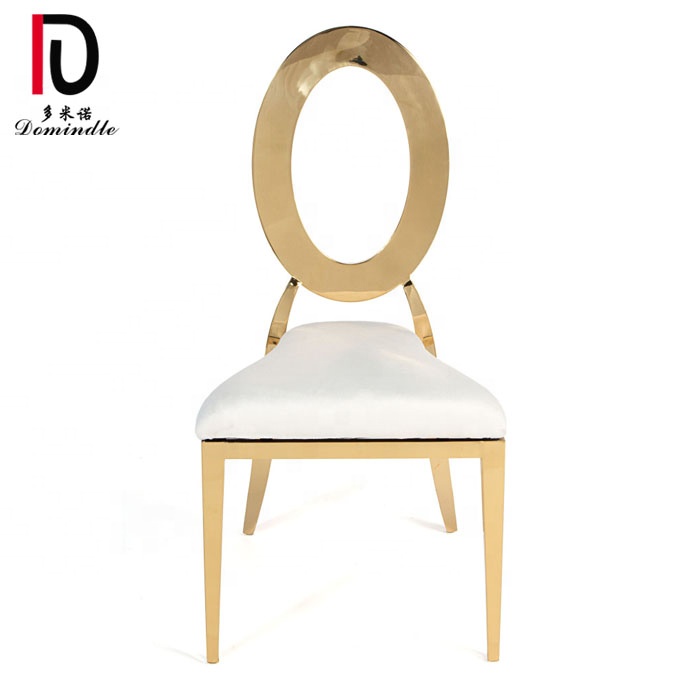 China Gold Banquet Chair –  French hollow back golden metal furniture wedding dining chair leather metal for sale – Dominate