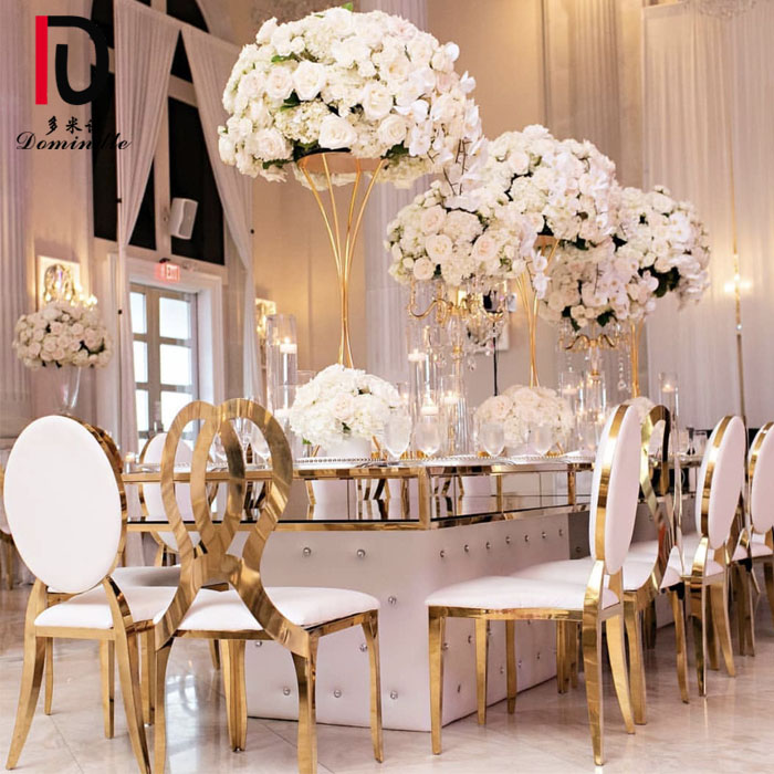 China Luxury Glass Table – modern luxury glass top stainless steel chandelier Wedding table with crystals hanging – Dominate detail pictures