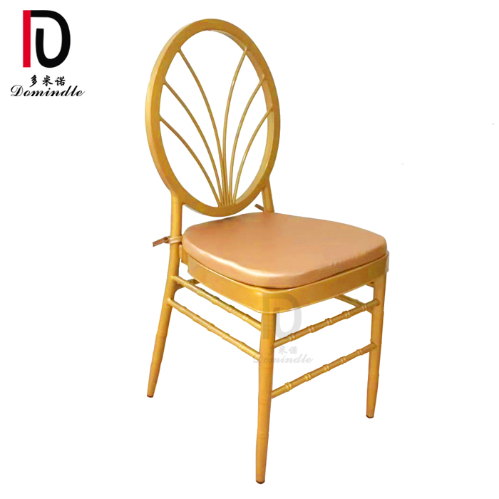 China Wedding Stainless Steel Chair –  chiavari gold metal rim event rental stackable wedding banquet chair – Dominate