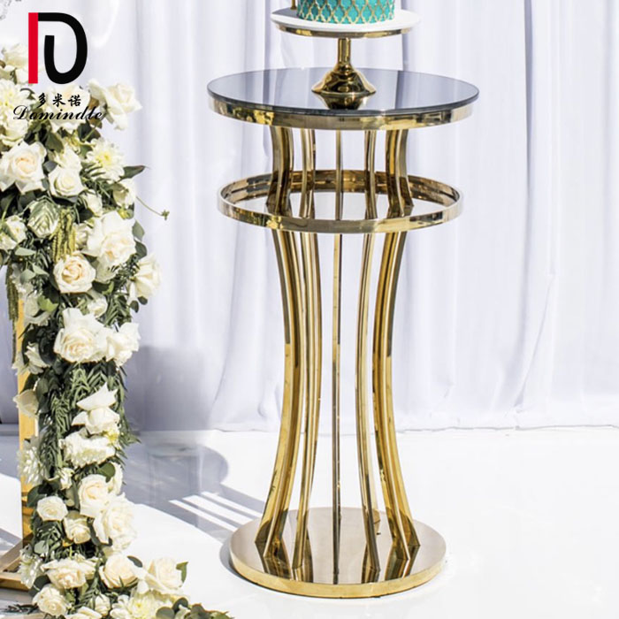 Factory design gold stainless steel frame mirror glass cocktail Table