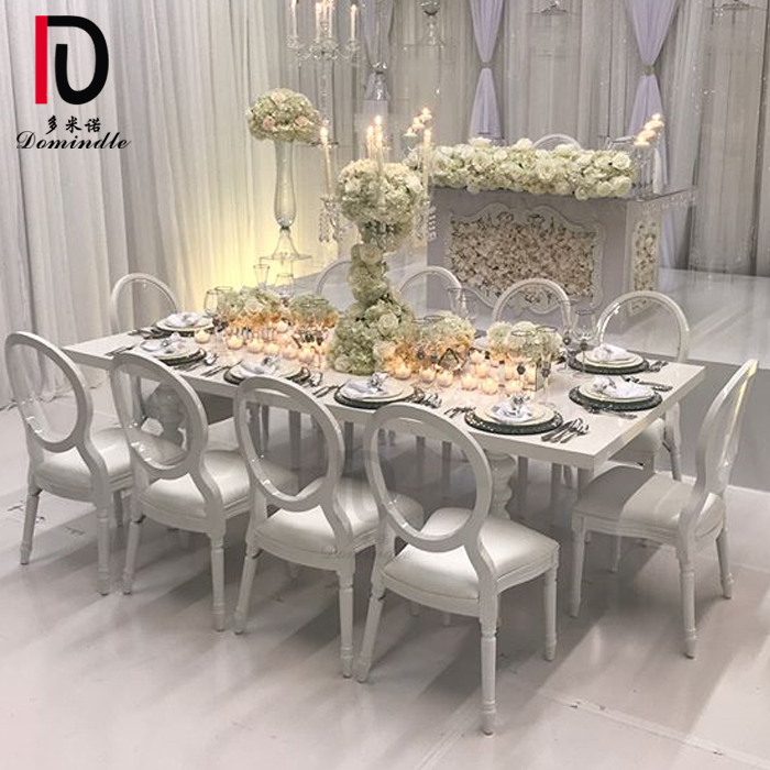OEM Oval Stainless Steel Table – modern wedding furniture MDF top stainless steel legs white dining table – Dominate detail pictures