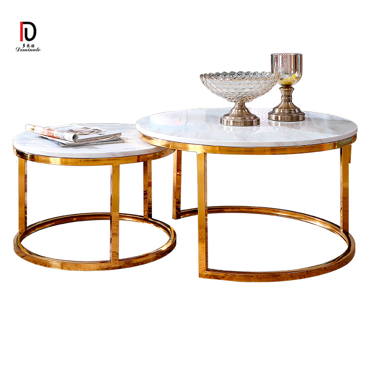 OEM Mirror Glass Top Golden Wedding Table –  Simple marble and stainless steel side table – Dominate