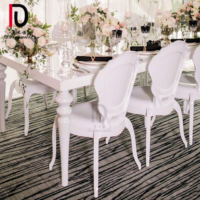 Wholesale Mdf Stainless Steel Table –  modern wedding furniture MDF top stainless steel legs white dining table – Dominate