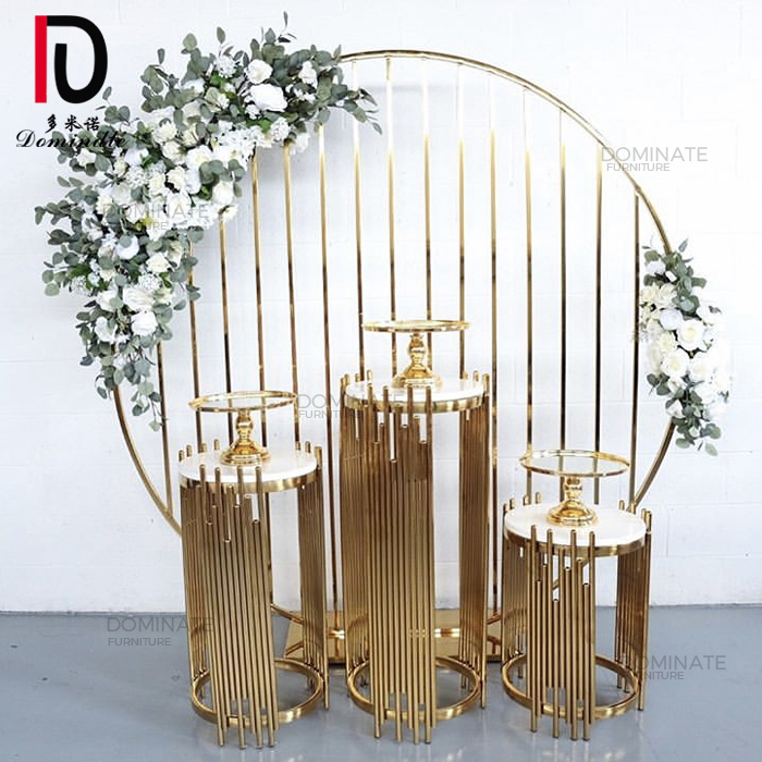 Good quality Wedding Decoration From China – Circle stainless steel wedding dining decoration high wedding backdrop for sale – Dominate