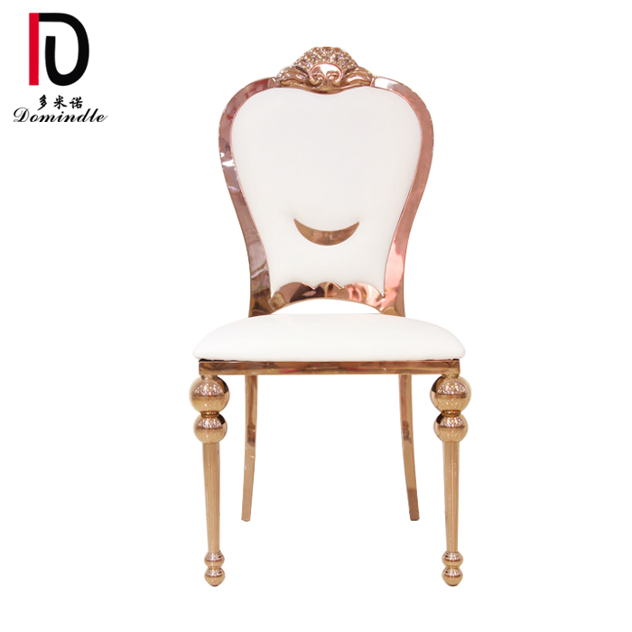 OEM Modern Wedding Stainless Steel Chair –  Rose gold metal smile shape design wedding bride groom used high back king chair – Dominate