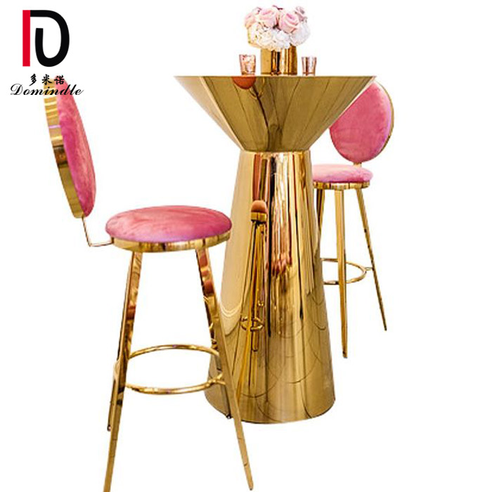 Wholesale Gold Stainless Steel Wedding Table –  High quality mirror glass royal stainless steel wedding party cocktail table – Dominate