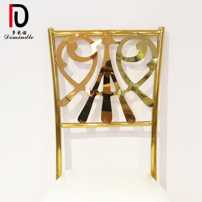 OEM Folding Stainless Steel Wedding Chair –  Dominate stackable stainless steel gold rim wedding dining chair for event – Dominate