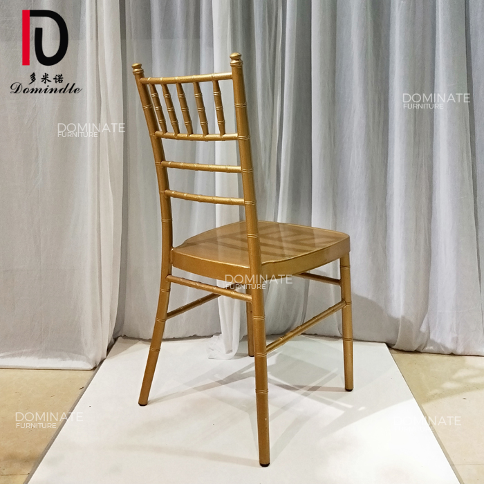 China Party Gold Stackable Hotel Chair – 
 Wholesale material iron metal frame chiavari event banquet chairs for wedding – Dominate