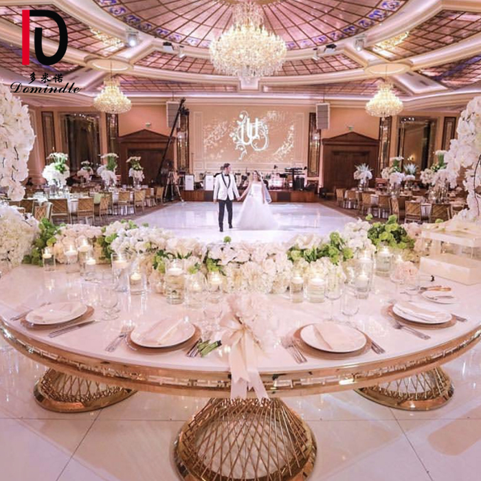 China Gold Glass Wedding Table –  events inventory variable changing shapes mirror top stainless steel moon table for wedding – Dominate