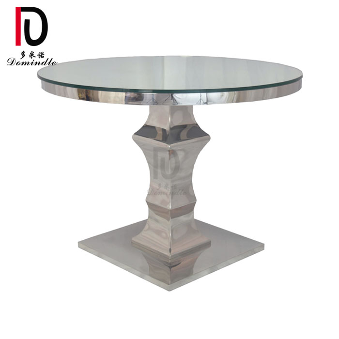 wedding furniture modern chic titanium gold stainless steel glass top cake table