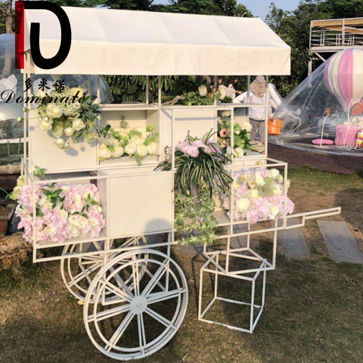 Customise White Event Party Use Outdoor Flower And Candy Cart For Wedding Decoration