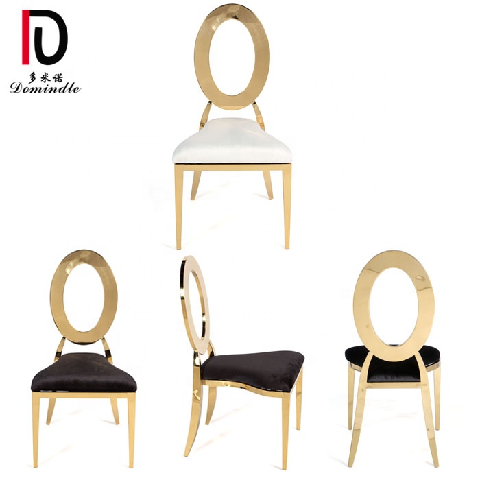 China Gold Staking Hotel Chair –  Cheap metal gold stainless steel wedding banquet chair – Dominate