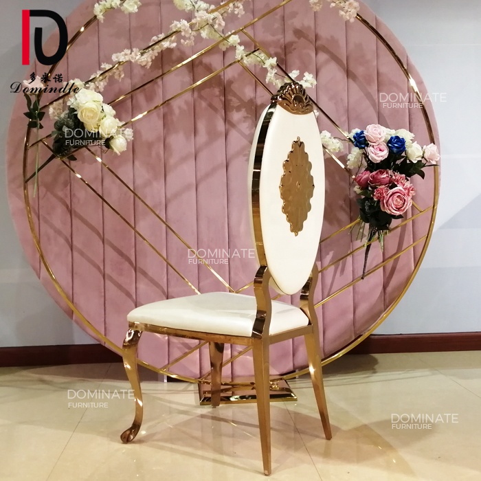 OEM Modern Golden Stainless Steel Hotel Chair –  Bride and groom stainless steel commercial king throne chair for wedding – Dominate