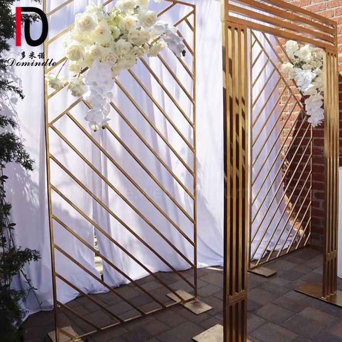 Event Decoration Luxury Golden Stainless Steel Flower Fancy Wedding Backdrop