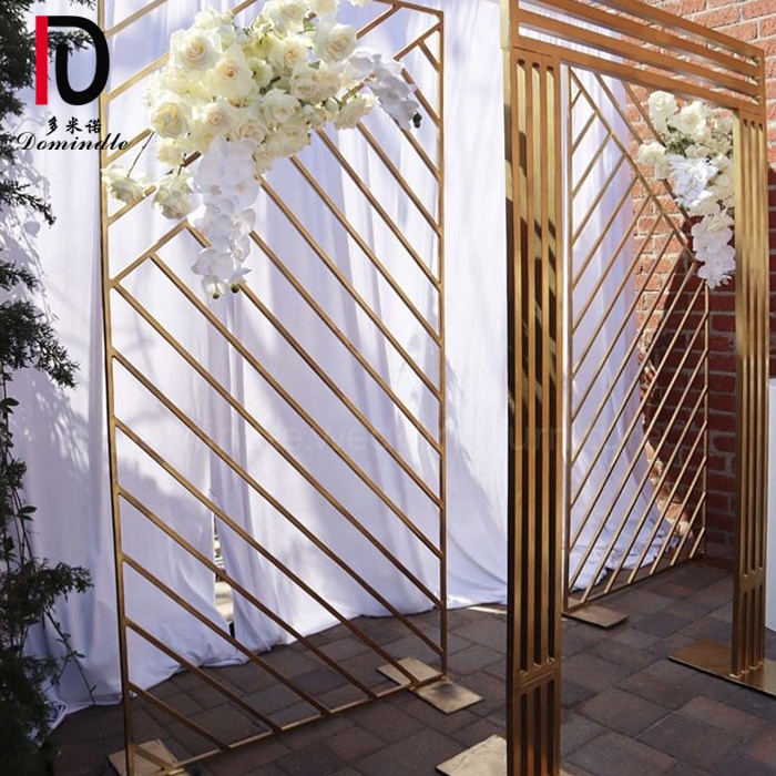 Good quality Wedding Decoration From China – Event Decoration Luxury Golden Stainless Steel Flower Fancy Wedding Backdrop – Dominate