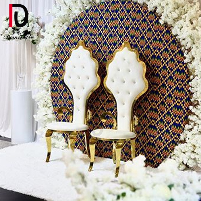 Wholesale Rose Gold Wedding Chair –  Wedding marriage gold silver color metal pu leather classical king throne wedding chairs – Dominate