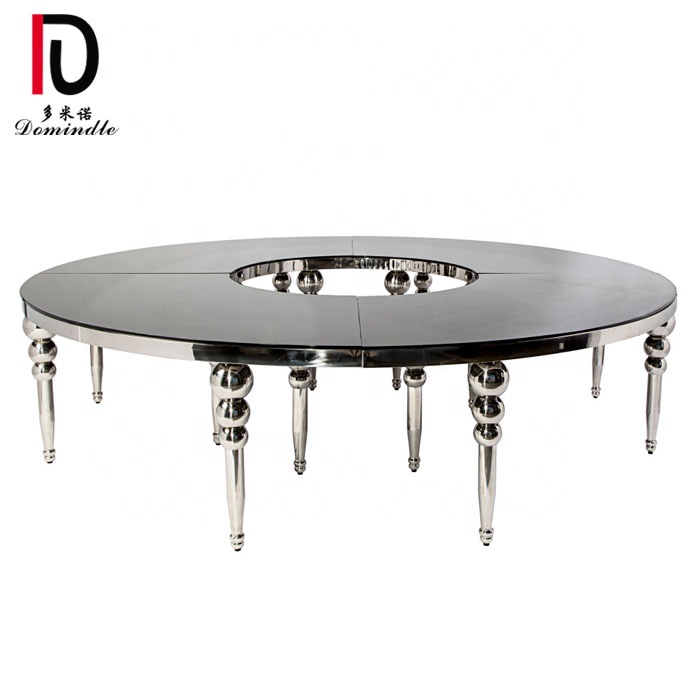 China Stainless Steel Gold Glass Wedding Table –  Nordic design s or round shape half moon elegant dining table set luxury – Dominate
