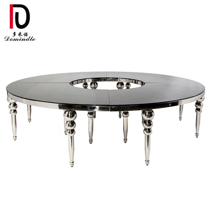 OEM Event Stainless Steel Dinig Table –  Nordic design s or round shape half moon elegant dining table set luxury – Dominate