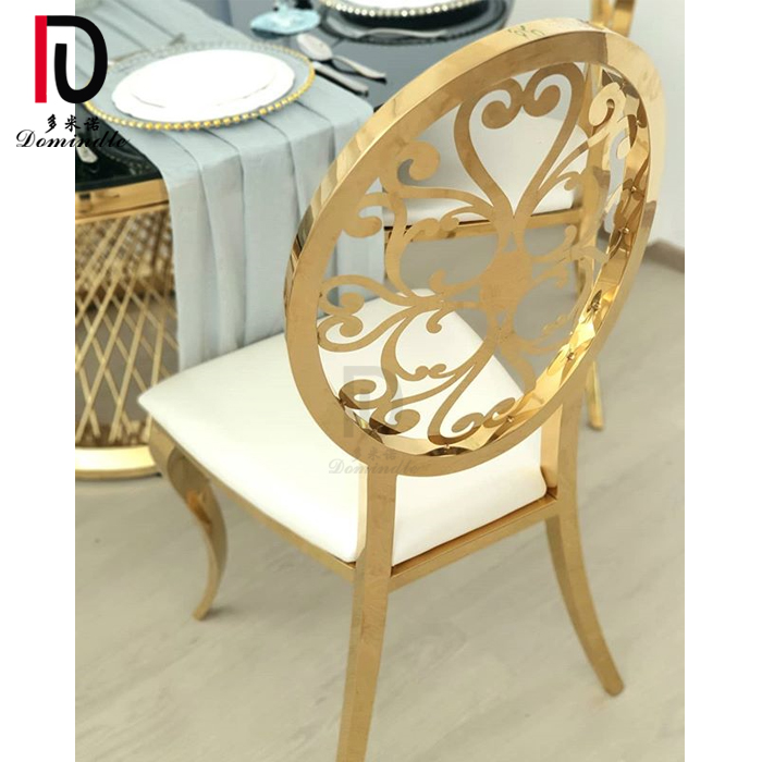 China Golden Stainless Steel Chair –  Luxury New Design Floral Hollow Out Gold Stainless Steel Wedding Chair – Dominate