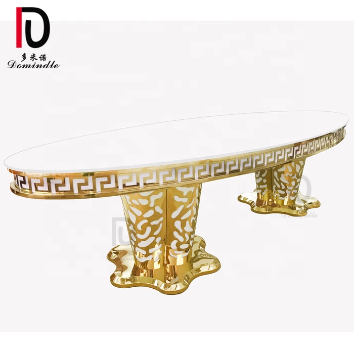 China Event Cake Table –  Wedding furniture stainless steel frame mdf dining table for party banquet – Dominate