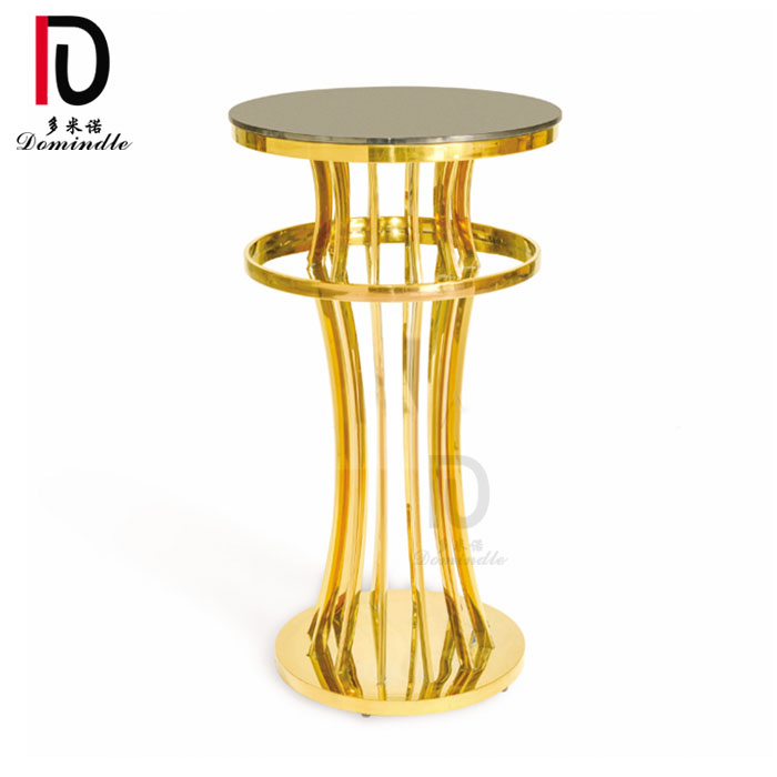hot events rental gold stainless steel mirror glass top high bar cocktail table