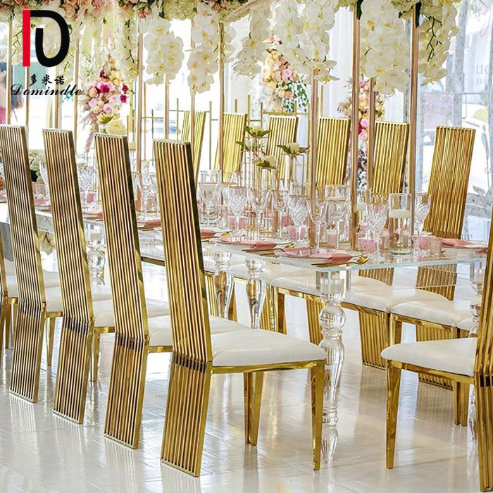 2020 inventory gold finish stainless steel high back wedding banquet chair