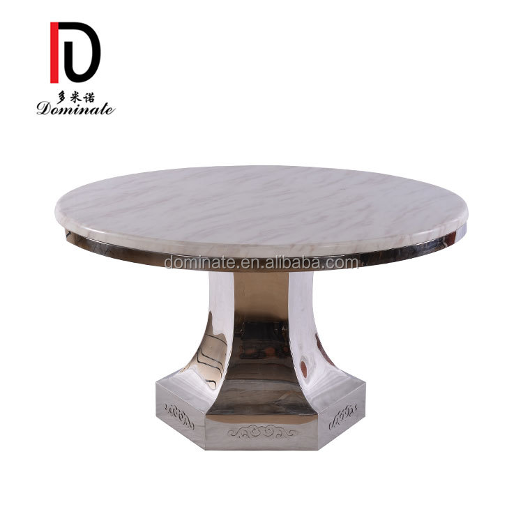 OEM Event Stainless Teel Weding Cake Table –  Wholesale modern wedding marble stainless steel round dining table – Dominate