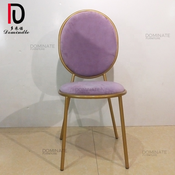 Wholesale Gold Modern Dining Chair –  Modern pink purple velvet hotel restaurant furniture wedding chair banquet – Dominate