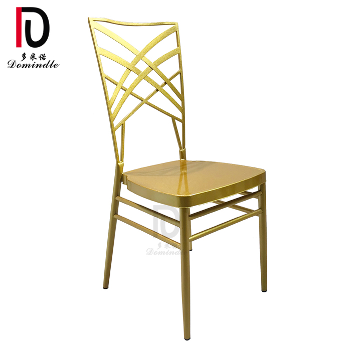 OEM Modern Event Chair –  2020 NEW design gold metal iron frame stacking cross back wedding chair – Dominate