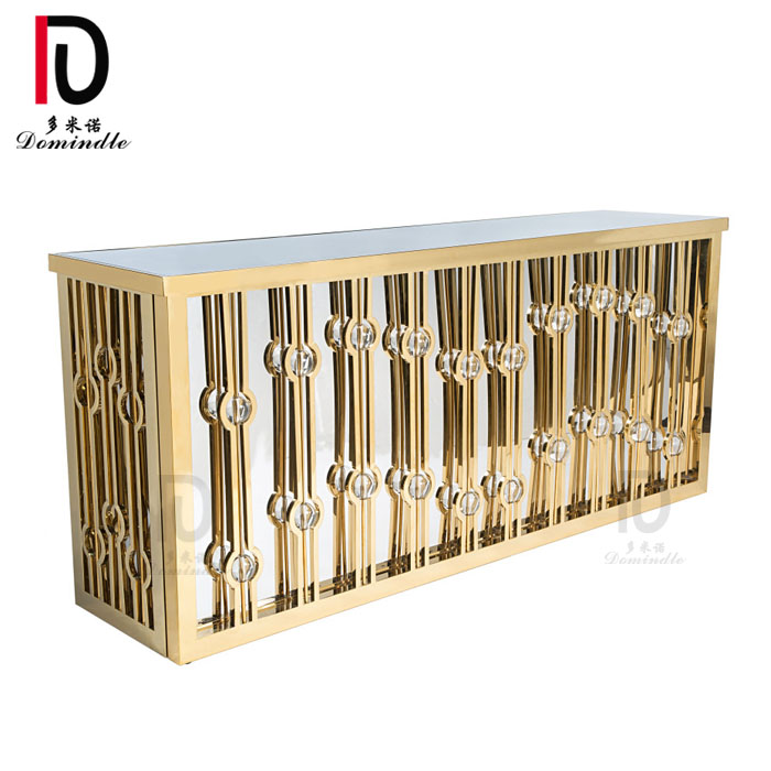 China Gold Stainless Steel Hotel Table –  party use glass top gold stainless steel bar counter for wedding – Dominate