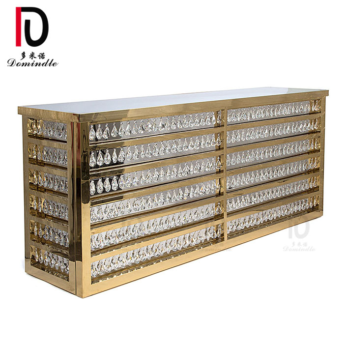 wedding gold plated stainless steel frame crystal bar counter table