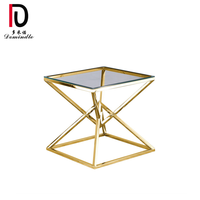 mirror glass wedding decoration gold Stainless Steel coffee table