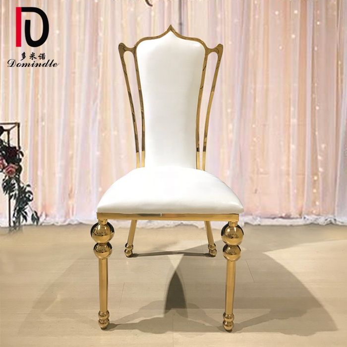 China Stackable Wedding Chair –  Hollow gold stainless steel wedding furniture dining room royal chair king throne – Dominate