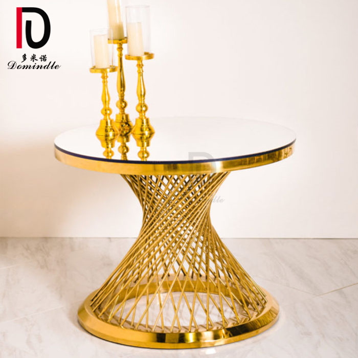 OEM Round Gold Stainless Steel Table –  Modern gold frame stainless steel mirrored wedding decoration cake table – Dominate