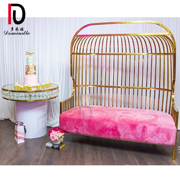 Good quality Sofa From China – modern stainless steel frame golden wedding cage chair for bride and groom – Dominate