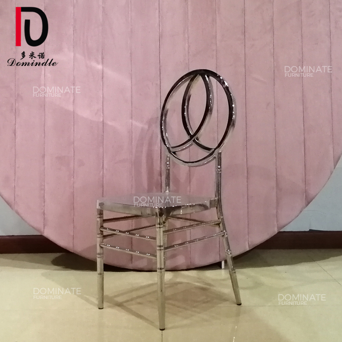 China Hotel Stackable Wedding Event Chair – Round back simple frame stainless steel event party used hotel banquet chairs – Dominate detail pictures