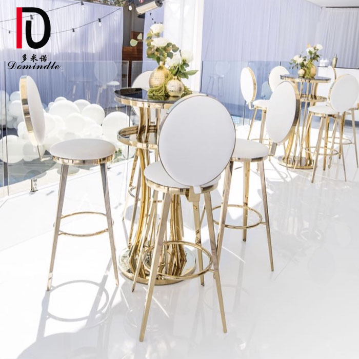 events furniture golden stainless steel round glass top cocktail table