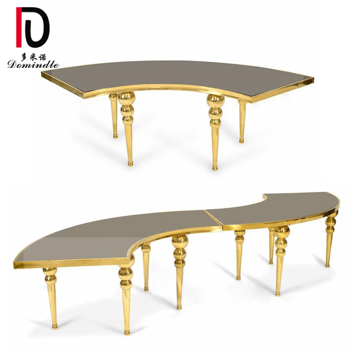 commercial luxury coffee dining room round wedding rose gold  stainless steel half moon table