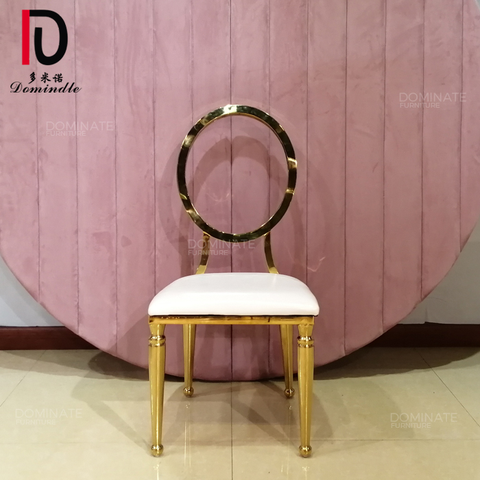 OEM Gold Metal Wedding Chair –  Golden stainless steel transparent clear round back luxury acrylic chair – Dominate