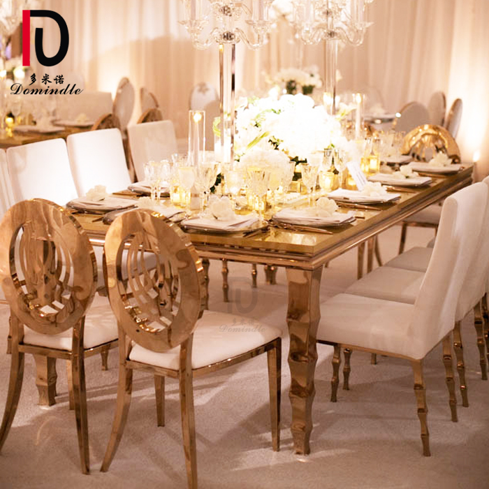 China Gold Event Table –  events inventory gold stainless steel mirrored top bamboo joint legs wedding table – Dominate