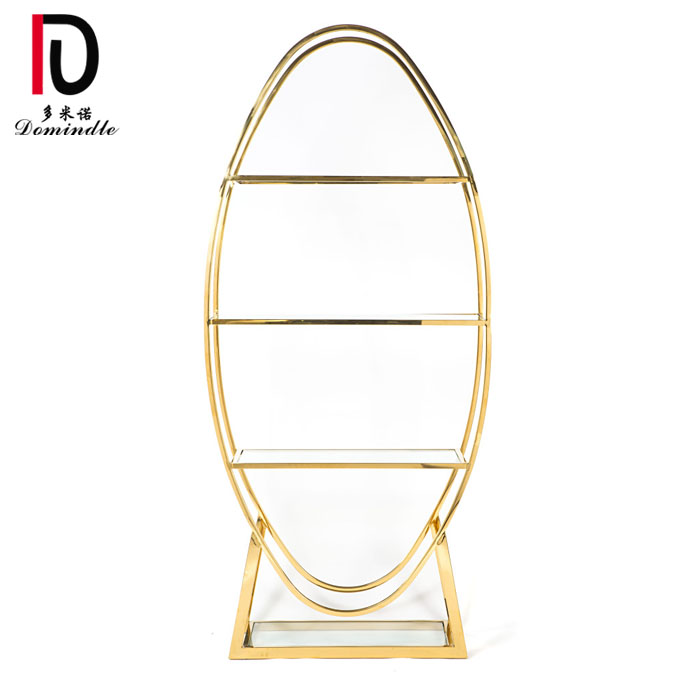 gold stainless steel frame wedding mirror glass bar shelf