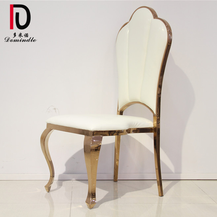 OEM Gold Metal Circle Wedding Chair –  gold stainless steel frame and white leather cover throne dining chair,white chair – Dominate