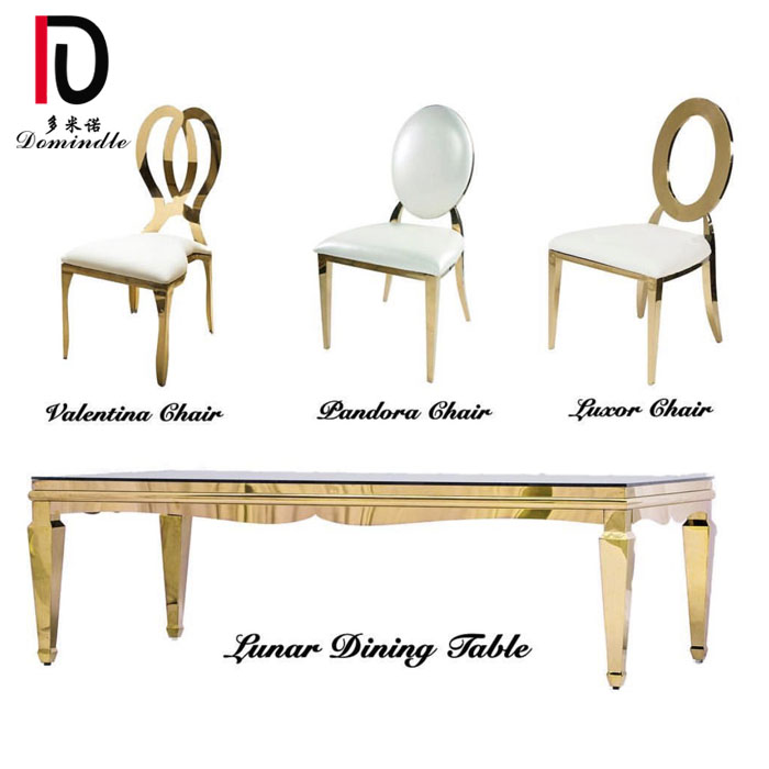 China High-End Gold Wedding Dning Table –  Best Selling Stainless Steel Dining Table And Chair Sets, Dining restaurant Table Chair Set – Dominate